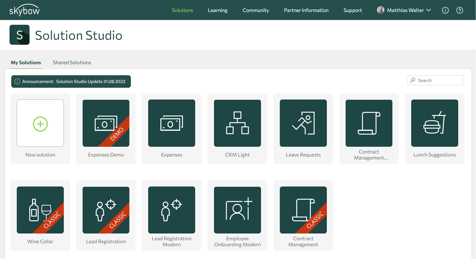 Solution Studio - Dashboard Solution Studio - Dashboard
