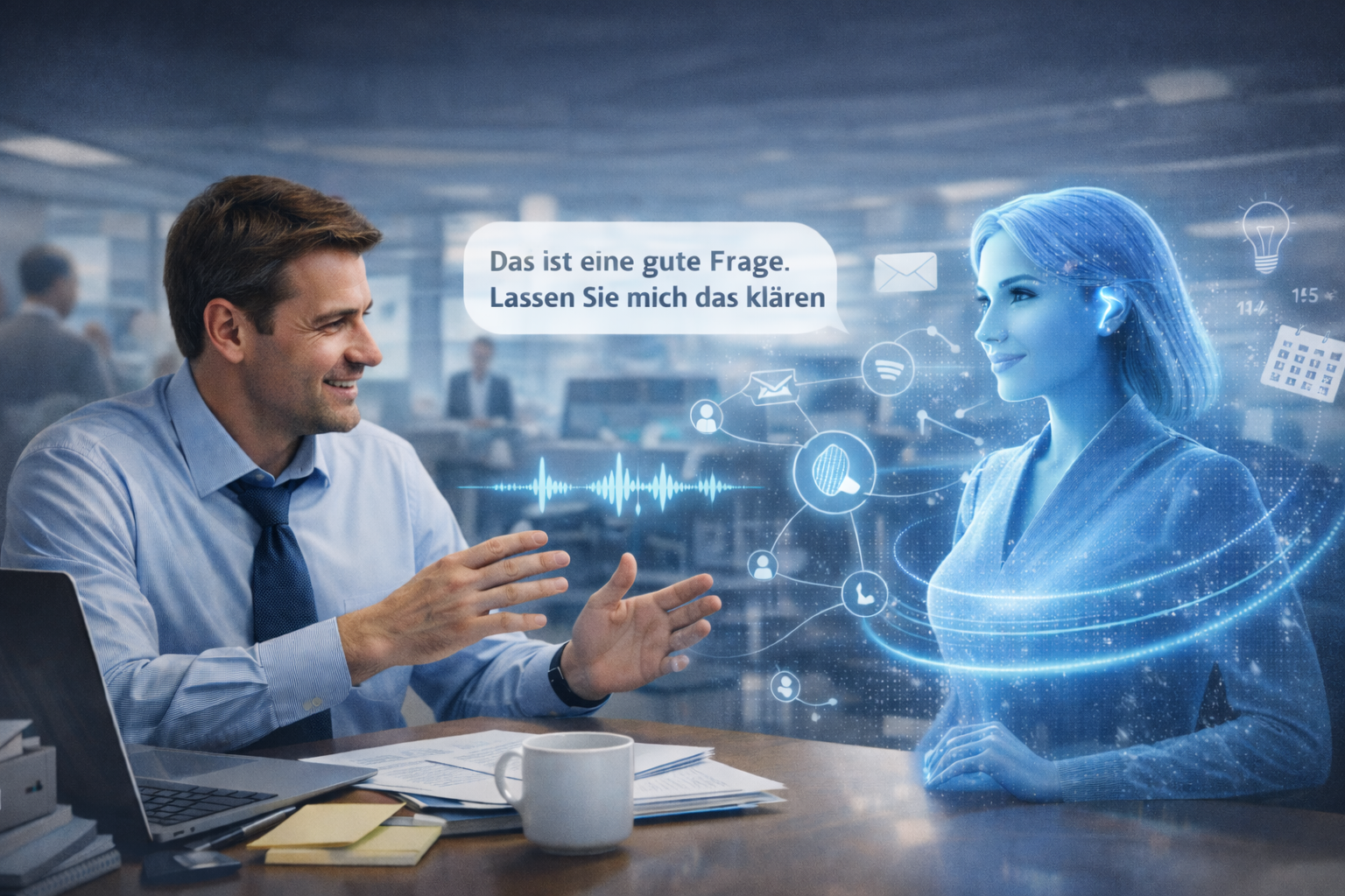 Gespräch mit der holografischen Assistentin